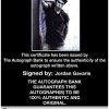 Jordan Gavaris Certificate of Authenticity from The Autograph Bank