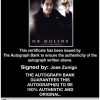 Jose Zuniga Certificate of Authenticity from The Autograph Bank