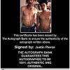 Justin Pierce Certificate of Authenticity from The Autograph Bank