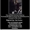 Kip Pardue Certificate of Authenticity from The Autograph Bank