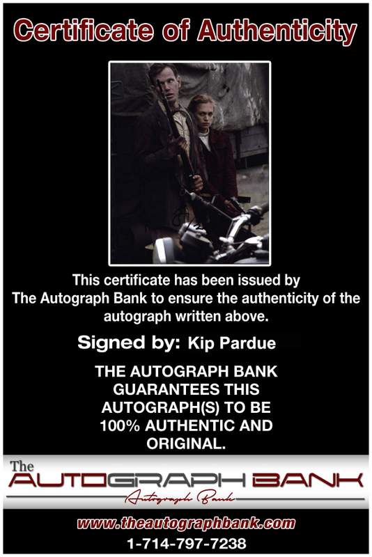 Kip Pardue Certificate of Authenticity from The Autograph Bank