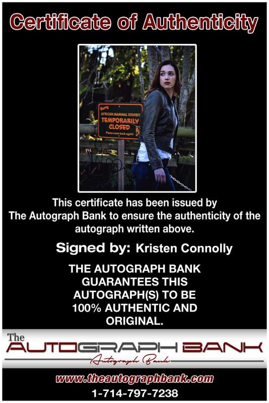 Kristen Connolly Certificate of Authenticity from The Autograph Bank