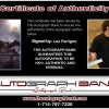 Lou Ferrigno Certificate of Authenticity from The Autograph Bank