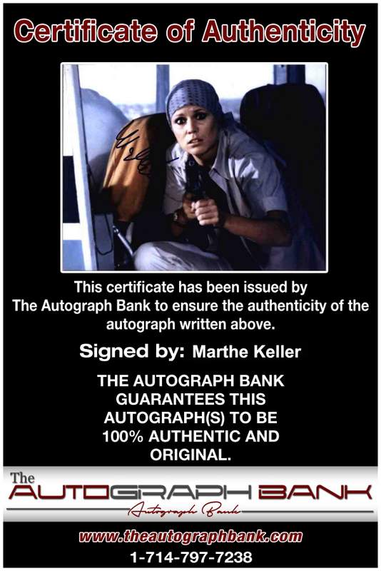 Marthe Keller Certificate of Authenticity from The Autograph Bank