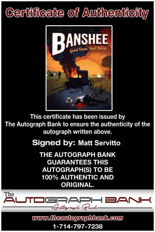 Matt Servitto Certificate of Authenticity from The Autograph Bank