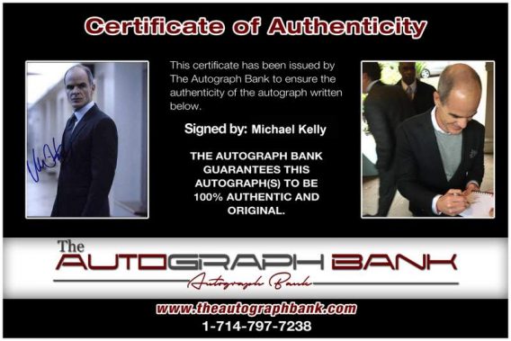 Michael Kelly Certificate of Authenticity from The Autograph Bank