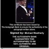 Michael Weatherly Certificate of Authenticity from The Autograph Bank