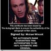 Michael Wincott Certificate of Authenticity from The Autograph Bank