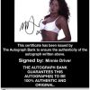 Minnie Driver Certificate of Authenticity from The Autograph Bank