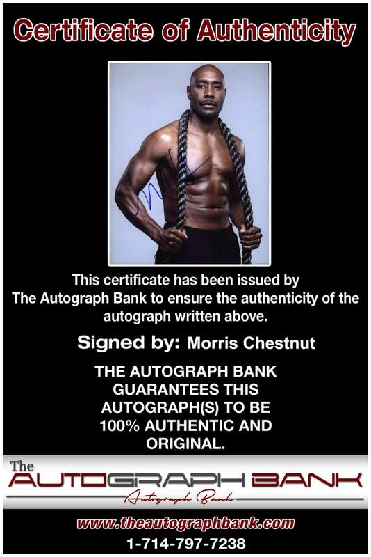 Morris Chestnut Certificate of Authenticity from The Autograph Bank