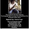 Patrick Fugit Certificate of Authenticity from The Autograph Bank