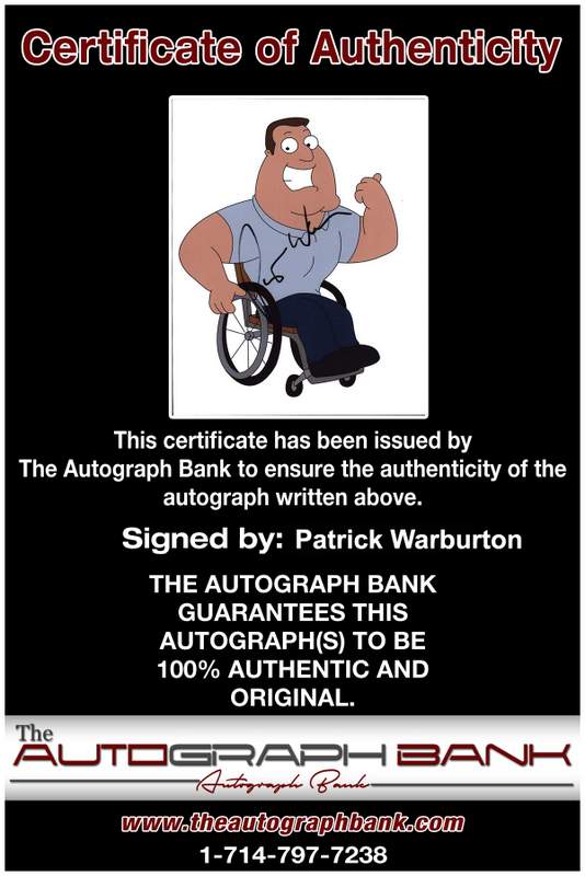 Patrick Warburton Certificate of Authenticity from The Autograph Bank