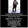 Pearl Mackie Certificate of Authenticity from The Autograph Bank