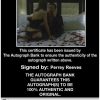 Perrey Reeves Certificate of Authenticity from The Autograph Bank