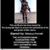 Rebecca Ferratti Certificate of Authenticity from The Autograph Bank
