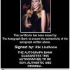 Riki Lindhome Certificate of Authenticity from The Autograph Bank