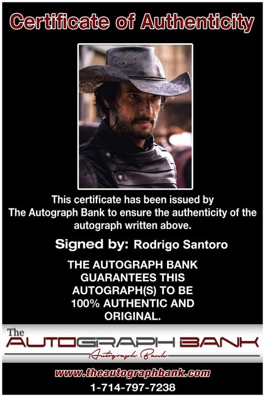 Rodrigo Santoro Certificate of Authenticity from The Autograph Bank