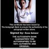 Rosa Salazar Certificate of Authenticity from The Autograph Bank