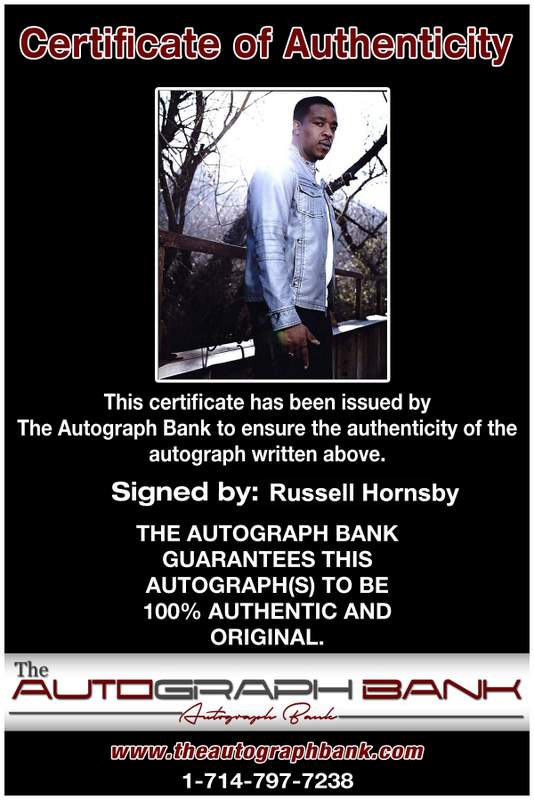 Russell Hornsby Certificate of Authenticity from The Autograph Bank