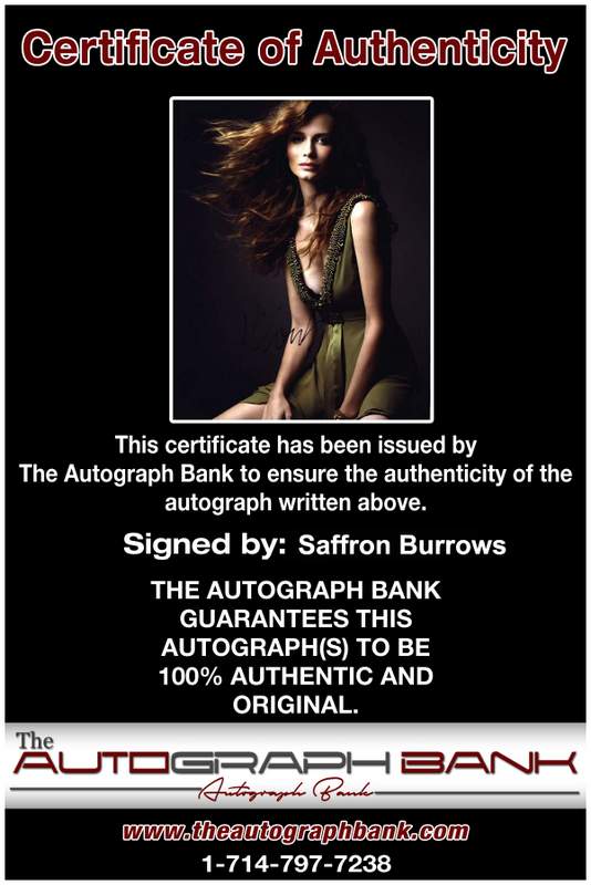 Saffron Burrows Certificate of Authenticity from The Autograph Bank