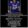 Taylor Kitsch Certificate of Authenticity from The Autograph Bank