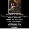 Taylor Kitsch Certificate of Authenticity from The Autograph Bank