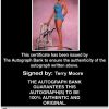 Terry Moore Certificate of Authenticity from The Autograph Bank