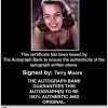 Terry Moore Certificate of Authenticity from The Autograph Bank
