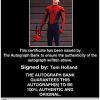 Tom Holland Certificate of Authenticity from The Autograph Bank