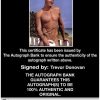 Trevor Donovan Certificate of Authenticity from The Autograph Bank