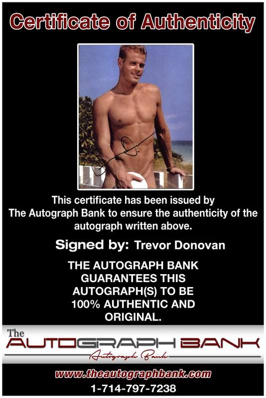 Trevor Donovan Certificate of Authenticity from The Autograph Bank