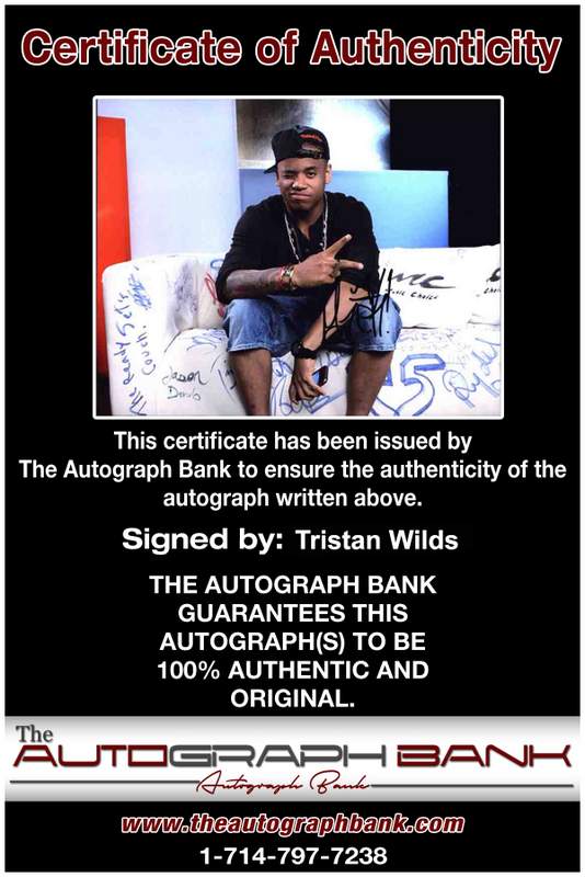 Tristan Wilds Certificate of Authenticity from The Autograph Bank