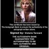 Victoria Tennant Certificate of Authenticity from The Autograph Bank