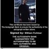 William Fichtner Certificate of Authenticity from The Autograph Bank