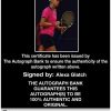 Tennis player Alexa Glatch Certificate of Authenticity from The Autograph Bank