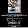 Sumo wrestler Aminishiki Jp Certificate of Authenticity from The Autograph Bank