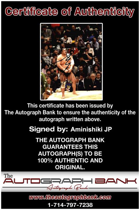 Sumo wrestler Aminishiki Jp Certificate of Authenticity from The Autograph Bank
