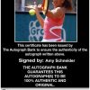 Tennis player Amy Schneider Certificate of Authenticity from The Autograph Bank