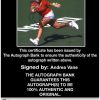 Tennis player Andrea Vane Certificate of Authenticity from The Autograph Bank