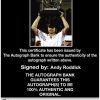 Tennis player Andy Roddick Certificate of Authenticity from The Autograph Bank