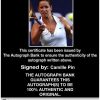 Tennis player Camille Pin Certificate of Authenticity from The Autograph Bank