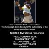 Tennis player Clarisa Fernandez Certificate of Authenticity from The Autograph Bank