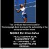 Tennis player Dinara Safina Certificate of Authenticity from The Autograph Bank