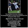 Tennis player Filippo Volandri Certificate of Authenticity from The Autograph Bank