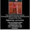 Tennis player Jarmila Wolfe Certificate of Authenticity from The Autograph Bank