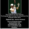 Tennis player Jessica Kirkland Certificate of Authenticity from The Autograph Bank