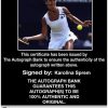 Tennis player Karolina Sprem Certificate of Authenticity from The Autograph Bank