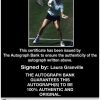 Tennis player Laura Granville Certificate of Authenticity from The Autograph Bank