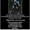 Tennis player Laura Granville Certificate of Authenticity from The Autograph Bank
