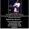 Tennis player Maret Ani Certificate of Authenticity from The Autograph Bank